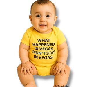 Funny Vegas Baby Onesie Yellow Monkey Bars 6/9M Graphic Snap Infant Bodysuit
